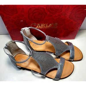Carlos Santana shoes Sandals Womens Tinley Open Toe Pewter Size 8M NEW Cute